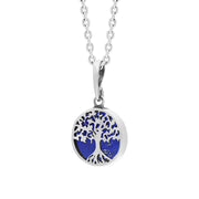 Sterling Silver Small Lapis Lazuli Round Tree of Life Necklace