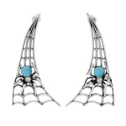 Sterling Silver Turquoise Articulated Spider Web Drop Earrings. E2100.