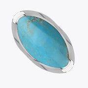 Sterling Silver Turquoise Hallmark Large Oval Ring. R013_FH.