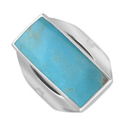 Sterling Silver Turquoise Hallmark Medium Oblong Ring. R065_FH.