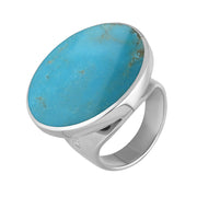 Sterling Silver Turquoise Hallmark Medium Round Ring. R610_FH.