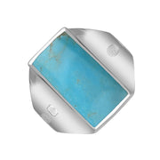 Sterling Silver Turquoise Hallmark Small Oblong Ring. R221_FH.