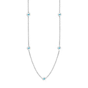 Sterling Silver Turquoise Heart Link Disc Chain Necklace, N746.