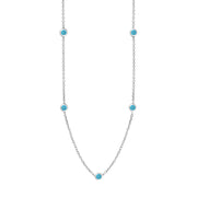 Sterling Silver Turquoise Heart Link Disc Chain Necklace, N746_2.