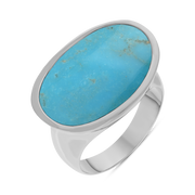 Sterling Silver Turquoise Oval Statement Ring, R838.