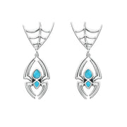 Sterling Silver Turquoise Spider Web Top Earrings E2099