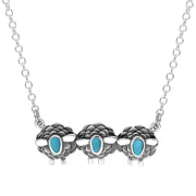 Sterling Silver Turquoise Three Sheep Necklace, N1139.