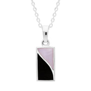 Sterling Silver Whitby Jet Pink Mother of Pearl Oblong Necklace D P918.