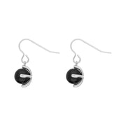 Sterling Silver Whitby Jet 8mm Bead Four Claw Drop Earrings E1502