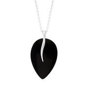 Sterling Silver Whitby Jet Leaf Necklace, P1882