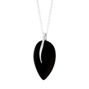 Sterling Silver Whitby Jet Leaf Necklace