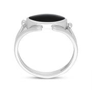 Sterling Silver Whitby Jet Marquise Open Shank Ring