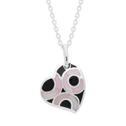 Sterling Silver Whitby Jet Pink Mother of Pearl Heart Necklace D P911.