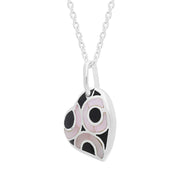 Sterling Silver Whitby Jet Pink Mother of Pearl Heart Necklace D