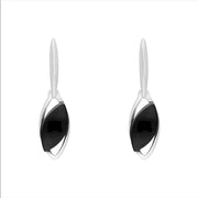 Sterling Silver Whitby Jet Offset Marquise Two Piece Set