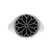 Sterling Silver Whitby Jet Whitby Abbey Window Large Round Ring