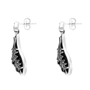 Sterling Silver Whitby Jet Acanthus Leaf Drop Earrings
