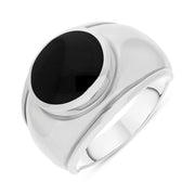 Sterling Silver Whitby Jet Broad Shank Oval Ring, R115.