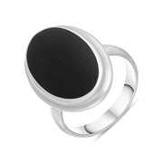 Sterling Silver Whitby Jet Domed Oval Ring, R719