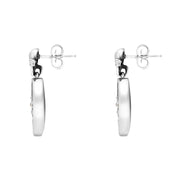 Sterling Silver Whitby Jet Freshwater Pearl Victoriana Drop Earrings D