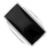 Sterling Silver Whitby Jet Hallmark Large Oblong Ring, R064_FH.