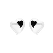 Sterling Silver Whitby Jet Heart Earrings E1096