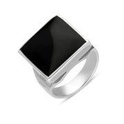 Sterling Silver Whitby Jet Jubilee Hallmark Collection Small Square Ring, R603_JFH.