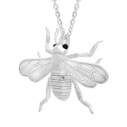 Sterling Silver Whitby Jet Large Bee Necklace