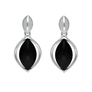 Sterling Silver Whitby Jet Marquise Centre Drop Earrings, E2535