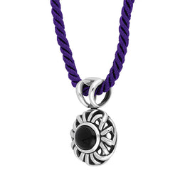 Sterling Silver Whitby Jet Openwork Corded Necklace D