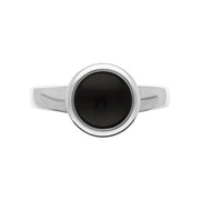 Sterling Silver Whitby Jet Round Ring, R864_3