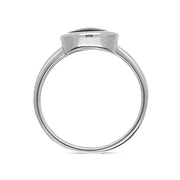 Sterling Silver Whitby Jet Round Ring, R864_2