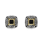 Sterling Silver Whitby Jet Square Stud Earrings D GAL0441