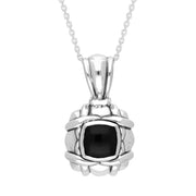 Sterling Silver Whitby Jet Square Weave Necklace D 0007