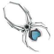 Sterling Silver Whitby Jet Turquoise Gothic Large Spider Ring. R726.
