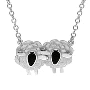 Sterling Silver Whitby Jet Two Large Sheep Necklace, N1140.