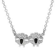 Sterling Silver Whitby Jet Two Sheep Necklace, N1142.
