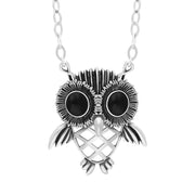 Sterling Silver Whitby Jet Owl Necklace, N872.