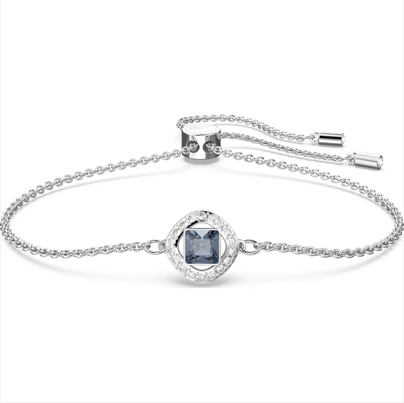 Swarovski Angelic Rhodium Plated Square Cut Blue Crystal Bracelet, 5662141