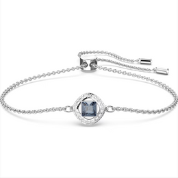 Swarovski Angelic Rhodium Plated Square Cut Blue Crystal Bracelet, 5662141