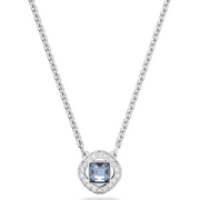 Swarovski Angelic Rhodium Plated Square Cut Blue Crystal Necklace, 5662142