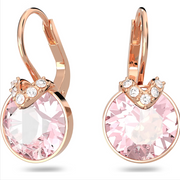 Swarovski Bella Rose Gold Tone Plated V Pink Crystal Earrings, 5662114