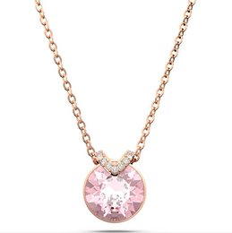 Swarovski Bella Rose Gold Tone Plated V Pink Crystal Necklace, 5662088