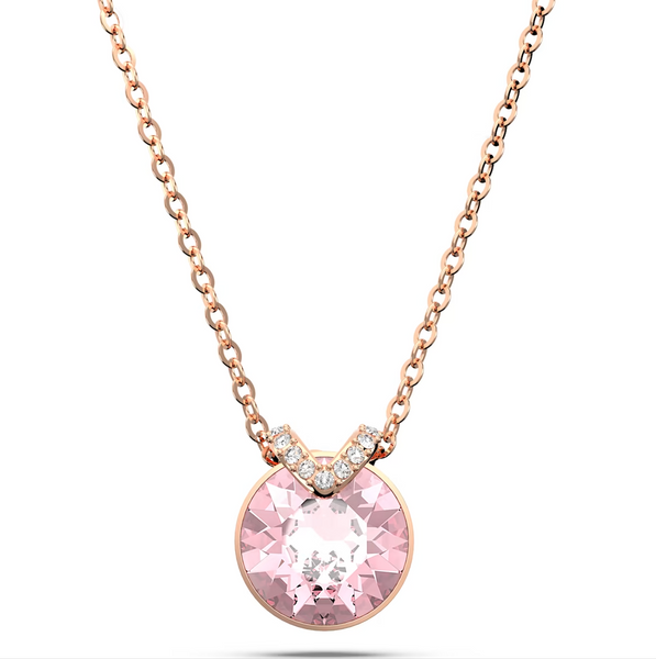 Swarovski Bella Rose Gold Tone Plated V Pink Crystal Necklace, 5662088
