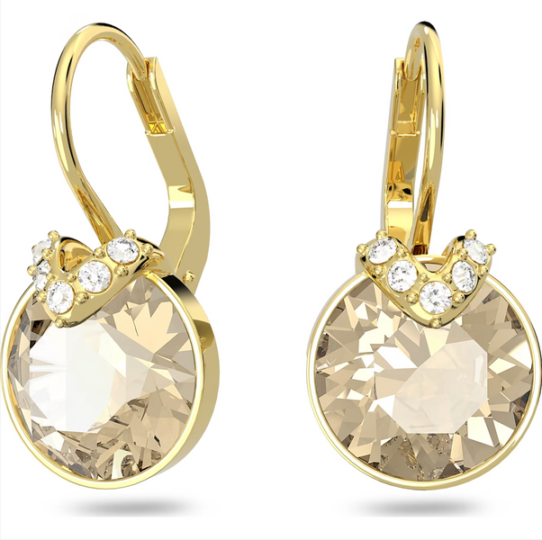 Swarovski Bella Yellow Gold Tone Plated V Clear Crystal Earrings, 5662093