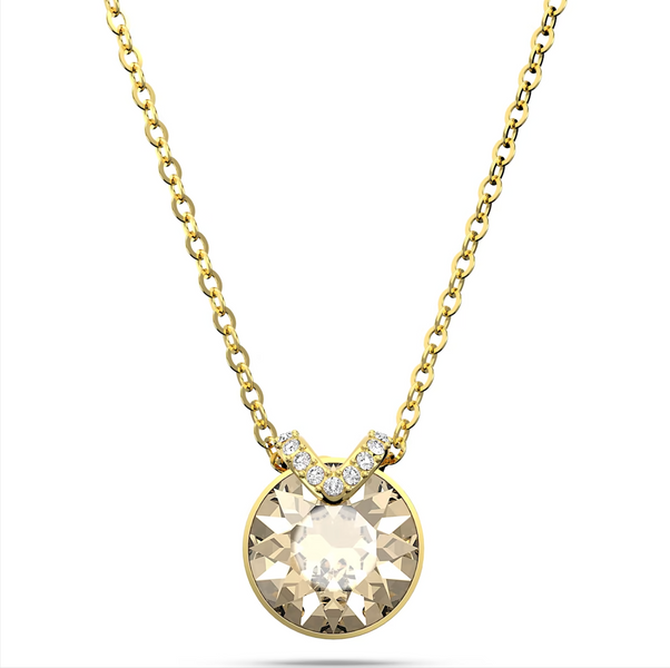 Swarovski Bella Yellow Gold Tone Plated V Clear Crystal Necklace, 5662091