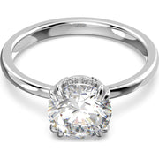 Swarovski Constella Rhodium Plated White Crystal Princess Cut Cocktail Ring Size 50, 5642635