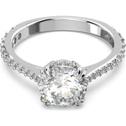 Swarovski Constella Rhodium Plated White Crystal Princess Cut Cocktail Ring Size 50, 5645250