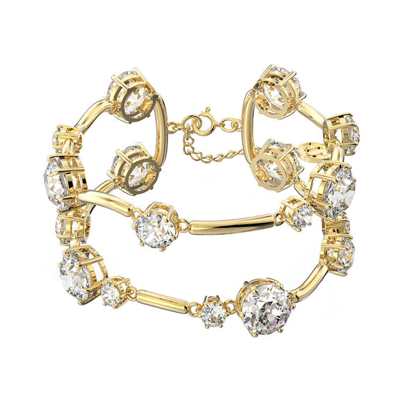 Swarovski Constella Yellow Gold Tone Plated White Crystal Bangle 5620395