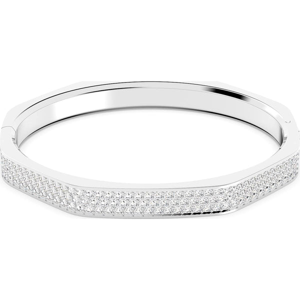 Swarovski Dextera Rhodium Plated White Crystal Octagon Cut Bangle, 5639201
